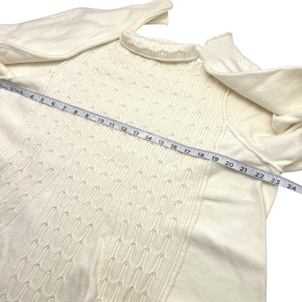 NWT Pilcro Anthropologie Cable Knit Long Swing Sweater Mock Neck Ivory L $138 - Picture 10 of 11